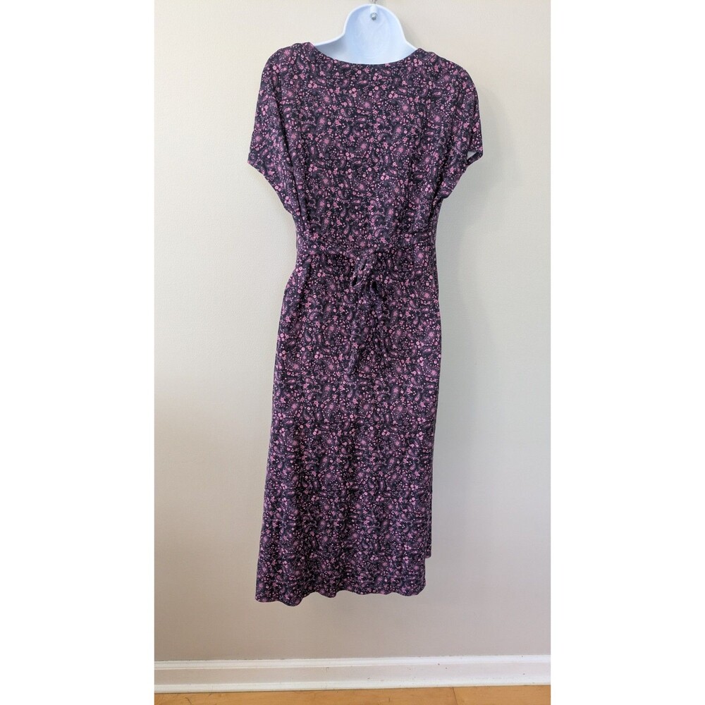 J Jill Floral Paisley Midi Dress XLP Tie Back Button Front Stretch Pockets - Picture 5 of 10